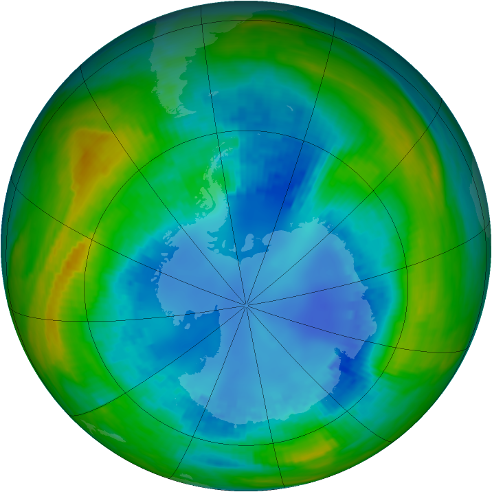Antarctic ozone map for 20 August 1987